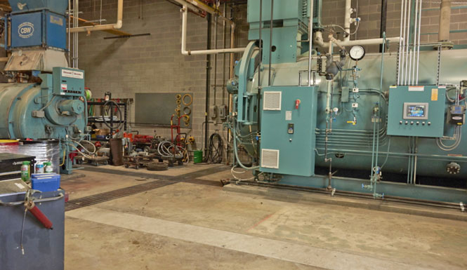 500 HP high-pressure low-emissions boiler installation