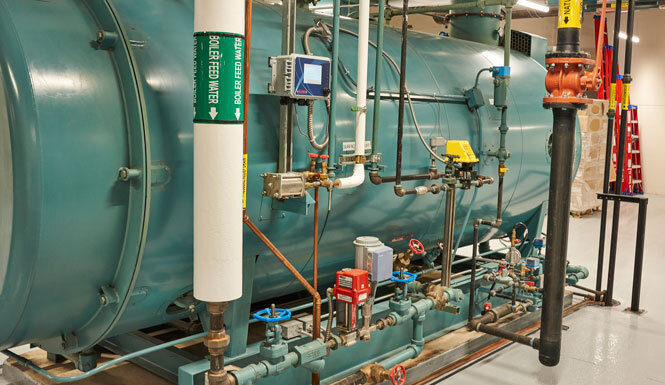 Firetube boiler gas train