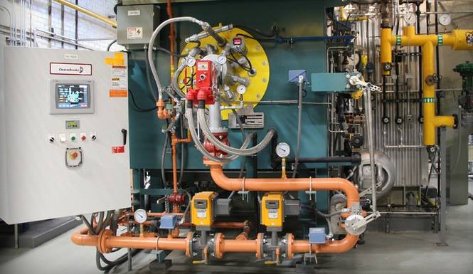Industrial watertube boiler with NATCOM burner and controls