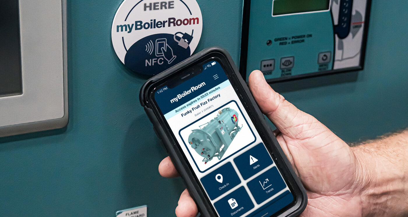 myBoilerRoom mobile app with NFC tag for boiler room remote monitoring and asset management
